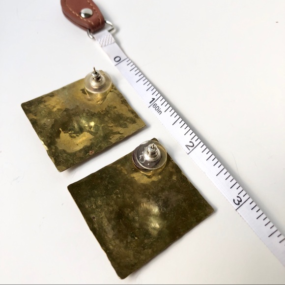 Vintage | Hammered Metal Statement Stud Earrings - Picture 7 of 10